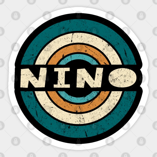 Retro Style Nino Name Birthday 70s 80s 90s Circle Sticker by Amir Dorsman Tribal